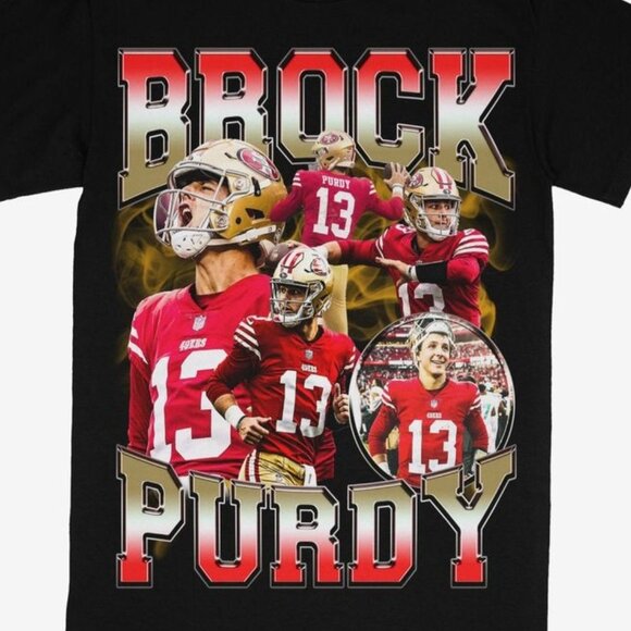 Brock Purdy San Francisco 49ers Football Black Graphic T-Shirt NFL Fan Collector - Picture 2 of 5